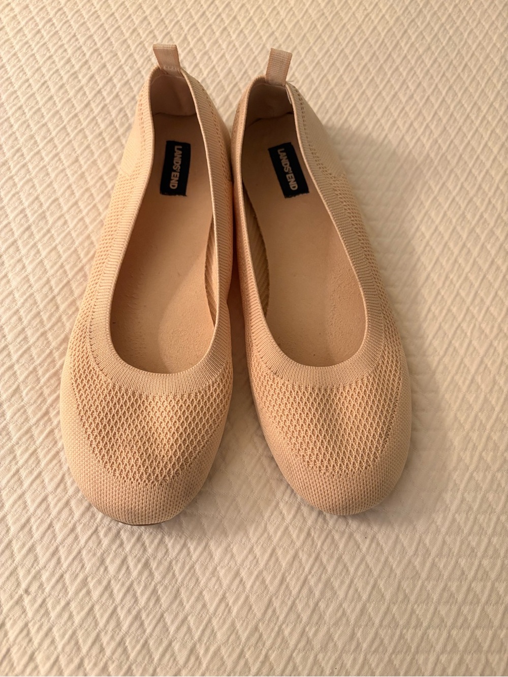 Lands' End Women's Knit Ballet Flats — Beige size 9.5
